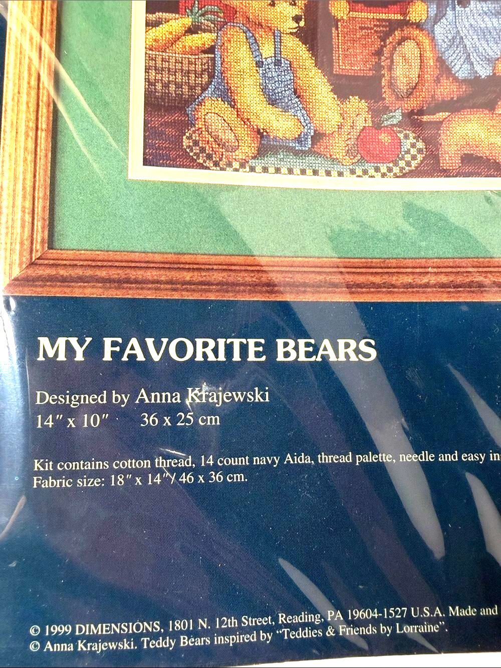 VTG 1999 Sunset Counted Cross Stitch Kit My Favorite Bears 13669 Sealed USA - Picture 3 of 6